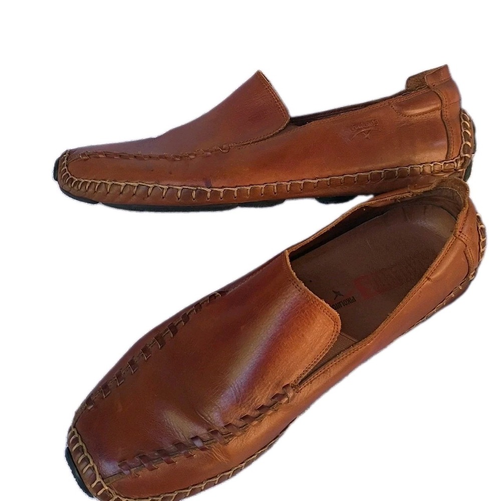 Pikolinos Mens Leather Slip On Loafers Brown Driver Moccasins Size 10 Spain
